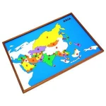School Educational Children's Montessori Material Wooden Toys Map Puzzle: Asia for Early Learning Development