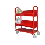 School library metal file trolley Bookstore dedicated 3 levels silent book cart with wheels