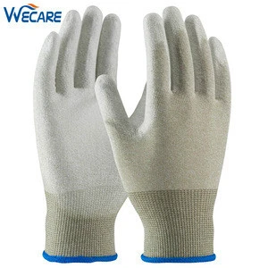 Seamless Knit Nylon Copper Fiber Polyurethane Coated Electrical Work ESD Conductive Gloves