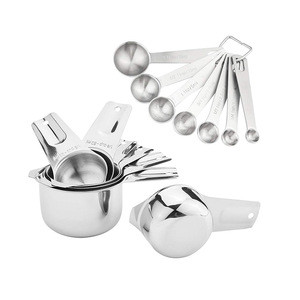 Set of 14 Stainless Steel Measuring Cups and Spoons Set