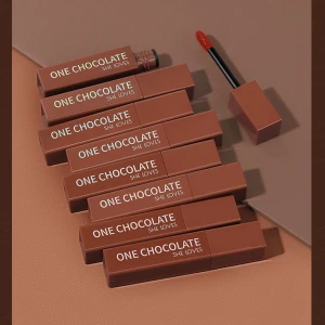SHE LOVES 8 Colors Chocolate Package Lip Glaze Velvet Matte Liquid Lipstick Waterproof Long Lasting Beauty Lip Gloss Set