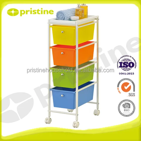 Shopee OEM eBay wholesale Taiwan household storage manufacturer office 4 Tier metal Storage Trolley