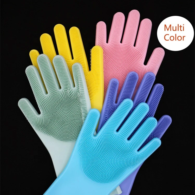 Silicone Dishwashing Brush Glove Kitchen Magic Cleaning Gloves