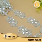 Silver Rhinestone Beaded Trim Decoration Ribbon trim by the yard for dress accessories