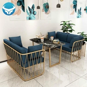 Simple modern fabric sofa restaurant cafe card seat sofa dining table set