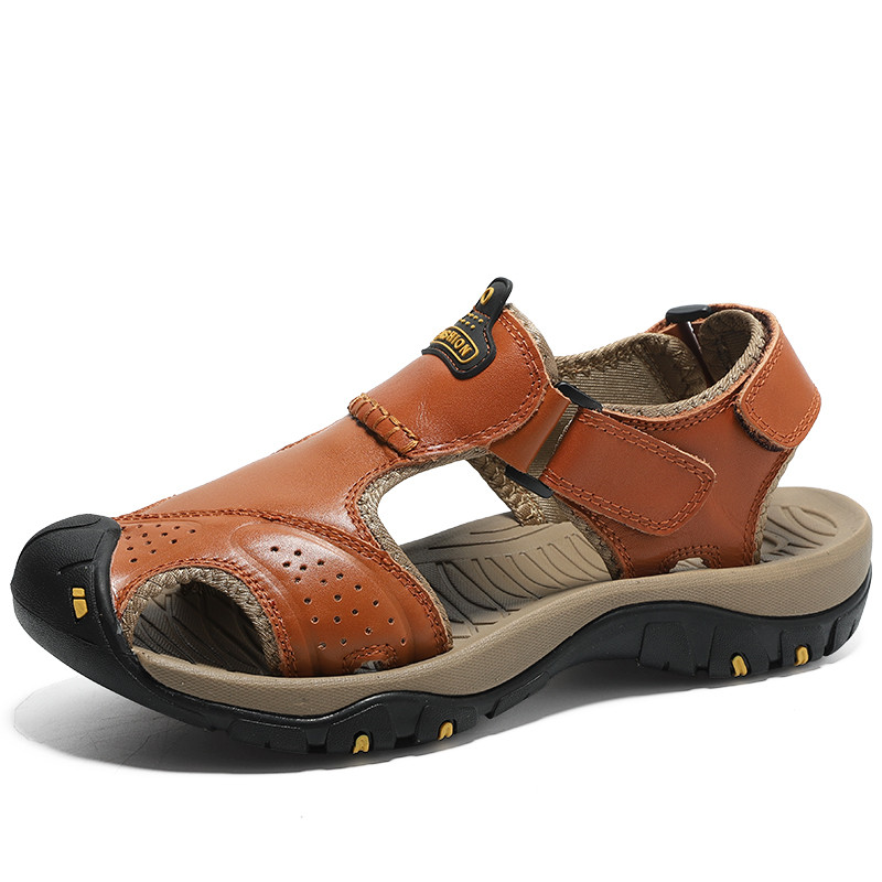 Slip-proof sandal men&#39;s casual leather Outdoor hiking shoes