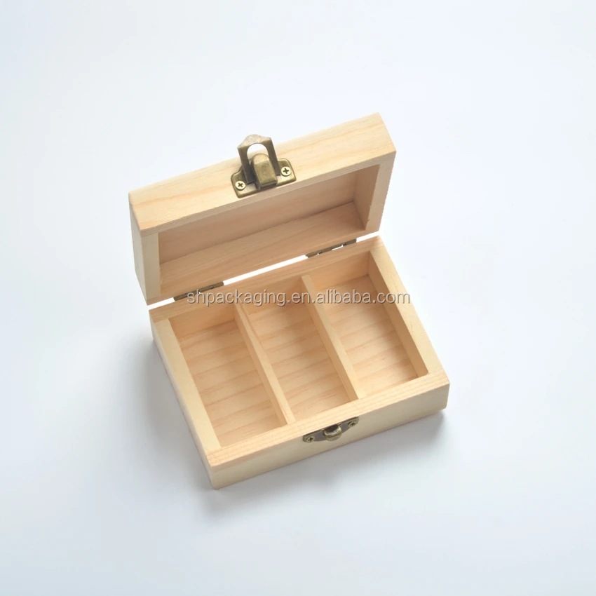 small wooden packing box square mini wood container 3 grid 10ml essential oil bottle storage cheap small wooden box