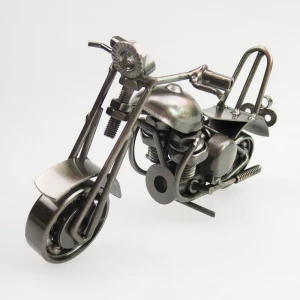 Small Wrought Iron Motorcycle Model Metal Crafts Creative Birthday Gift Home Decoration Accessories