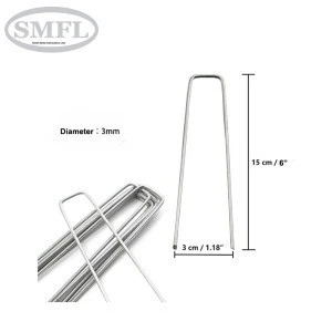 SMFL Anti-Rust 6&#39;&#39; 11 Gauge Flat Top U Shaped Garden Securing Stakes/Spikes/Pins/Pegs - Galvanized Sod 2 Inch Staples