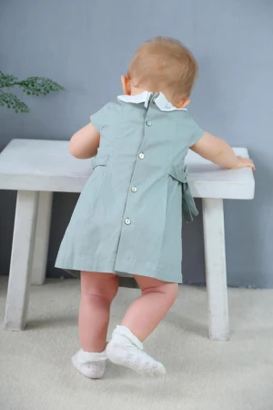 Smocked Baby Dress with Cap Sleeves and Bowknot