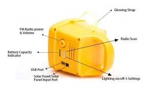 solar lanterns with FM radio and phone charging for off-grid area