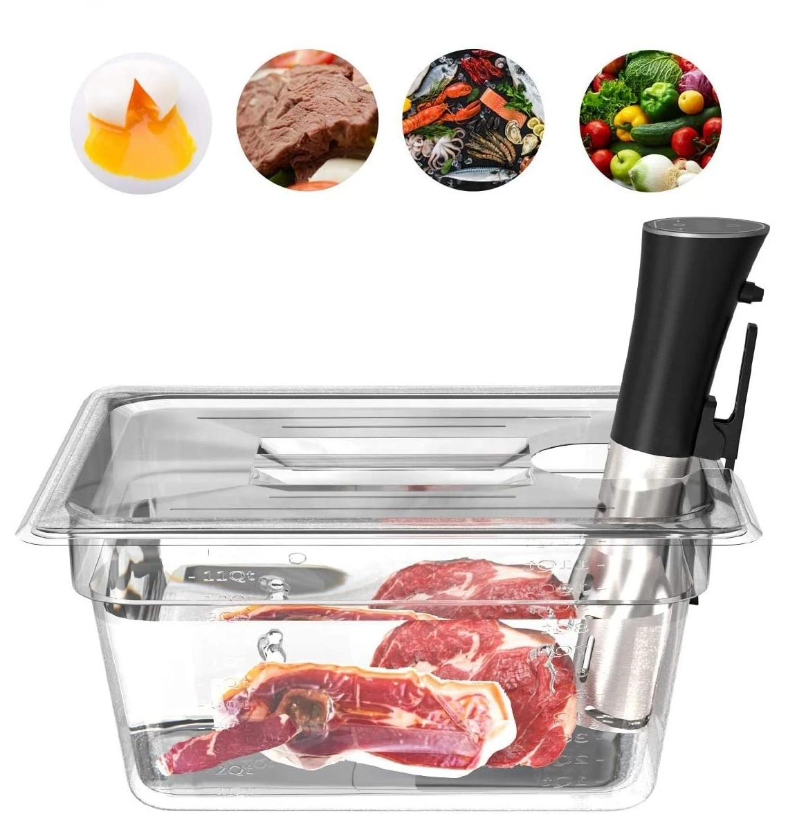 Sous Vide Cooker Container With 3 Sizes 6L 11L 25L For Immersion Circulators Sous-Vide Machine Food Grade PC Material