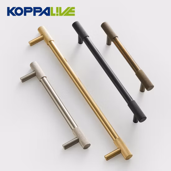 Koppalive Solid Brass Kitchen Handles Brushed Nickel Drawer Knobs Wardrobe Pulls Luxury Furniture Door Knurled Cabinet Handle