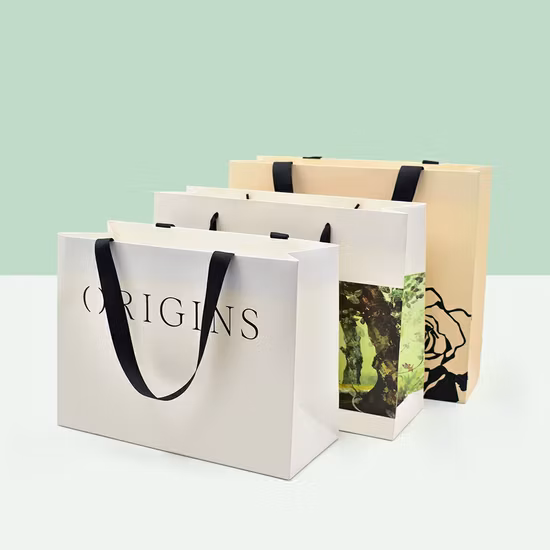 Paper Bags with Your Own Logo Packaging Custom Paper Gift Bag with Handle White Paper Bag