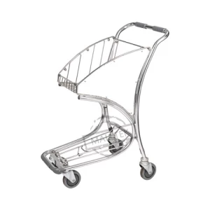 Stainless steel cart Push Luggage Baggage Airport Trolley With Hand Brake and 4 Wheels