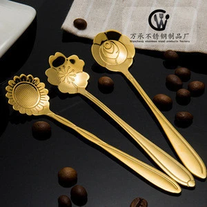 Stainless steel gold-plated flower creative coffee stirring spoon dessert spoon