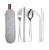 Import stainless steel Tableware knife fork spoon set metal straws flatware Portable travel cutlery set with case from China