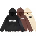 Streetwear Custom Mens Clothing Blank Sweatshirts Oversized Distressed Raw Hem Acid Washed Cropped Hoodie Men