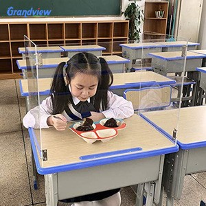 Student clear desk shield folding plexiglass sneeze guard acrylic table barrier foldable desk shield for school office