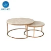 Stylish Stainless Steel Side Coffee Table with Marble Top
