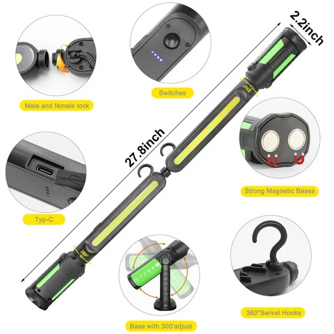 Super Bright Magnetic Suspension Two Pair COB Power Bank USB Rechargeable Hanging Working Mechanic Work Light For Car Repair