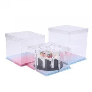 Tall Large Cake Box 14inch Transparent Wedding Cake Boxes Plastic Birthday  PET Cake Package Gift Box