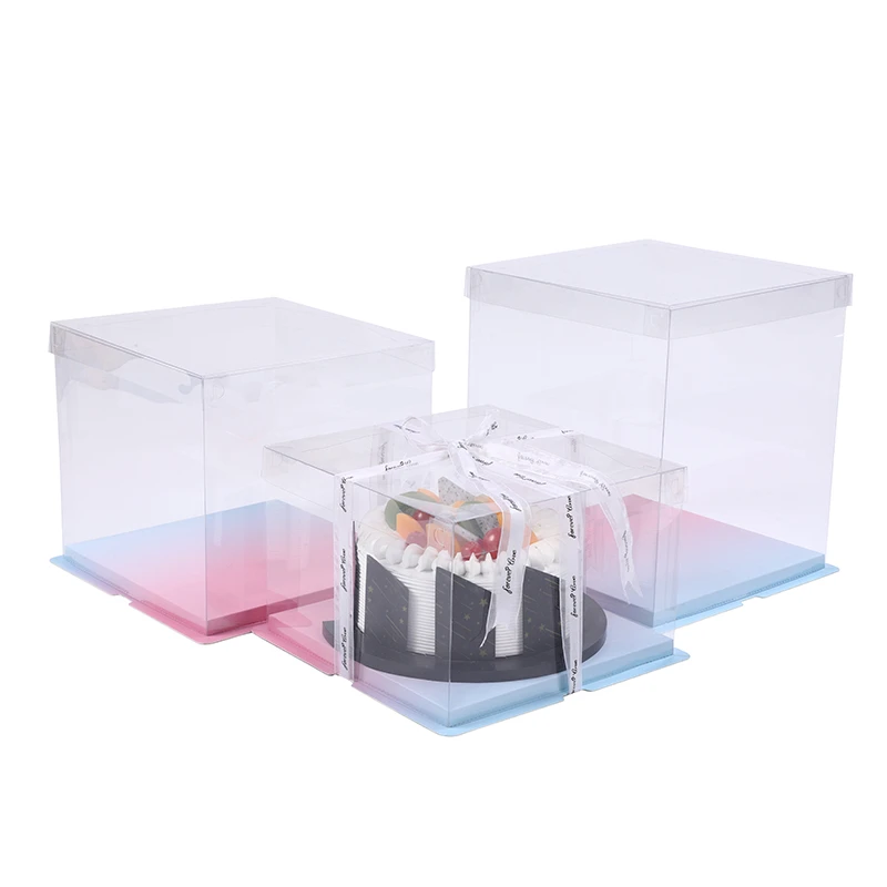 Tall Large Cake Box 14inch Transparent Wedding Cake Boxes Plastic Birthday  PET Cake Package Gift Box