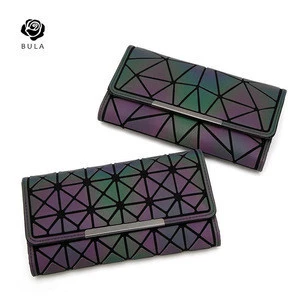 Tao Bao Women Long Clutch Luminous Wallet Geometric Lattice Standard Zipper Wallets Noctilucent Purse Bao Wallet