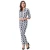 Import Three Quater Sleeve Turn Down Collar Slim Fit Grey Blue Grid Print Women Long Jumpsuit from China