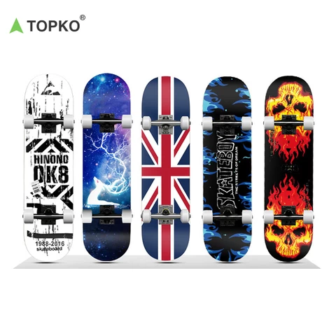 TOPKO 31 Inch Maple Skateboard Deck Double Kick Tricks Skate Board Standard  for Teens Kids Skateboards