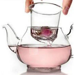 Transparent Tea Maker Teapot with a Warmer and 6 Tea Cups Set