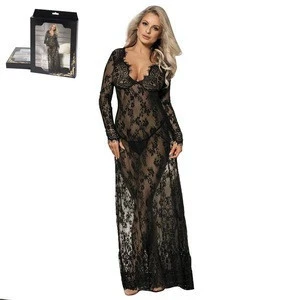 Two Color Four Size Mature Women Sexy Lace Wedding Long Nightgown
