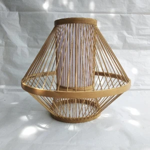 Two layers of circular design bamboo lamp, handmade hanging lamp from Vietnam, traditional bamboo lantern