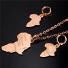 U7 Africa Map Jewelry Set for women Necklace & Drop Earrings Women Gift Platinum/Yellow Gold Plated Ethiopian African Jewelry