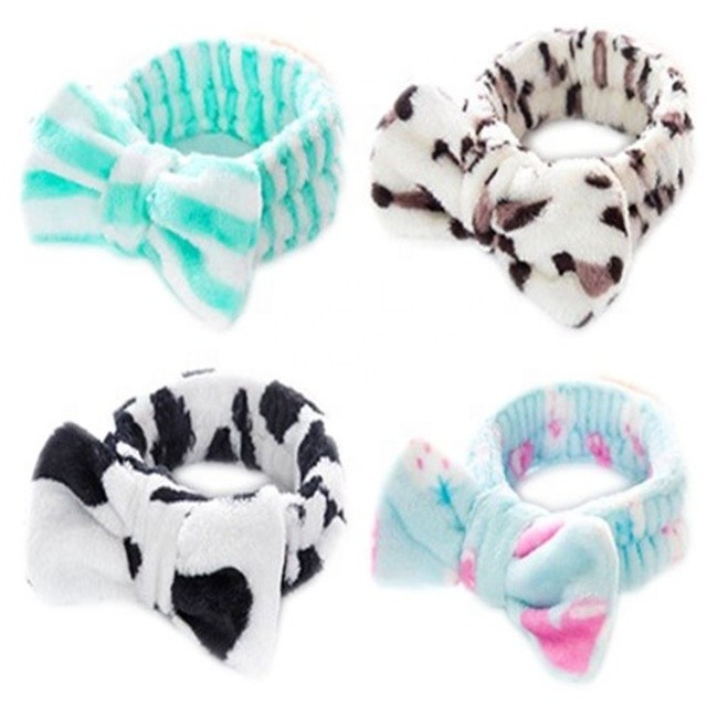 Unique Fashionable Striped Bowknot Spa Makeup Hairband