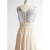 Import V Neck Silver Sequin Champagne Chiffon Long Bridesmaid Dress Wedding Party Dress from China