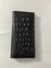 vertical square black boys open business solid color Medium and long sewing thread leather wallet
