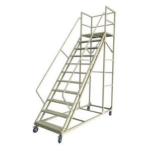 Warehouse Moveable Metal Step  Climbing Ladder with  Handrail