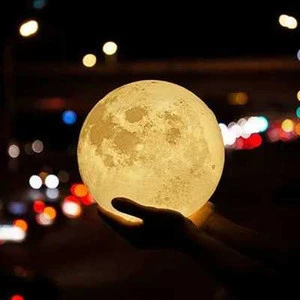 Warm White Cool White Dimmable Touch Control Brightness Printing color changeable led 3D moon light