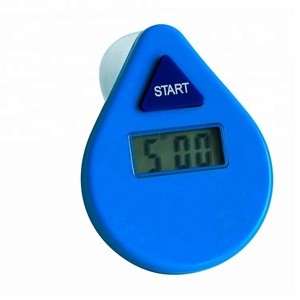 Water drop shape waterproof LCD digital display countdown shower timer, cheap OEM factory kitchen timer with sucker