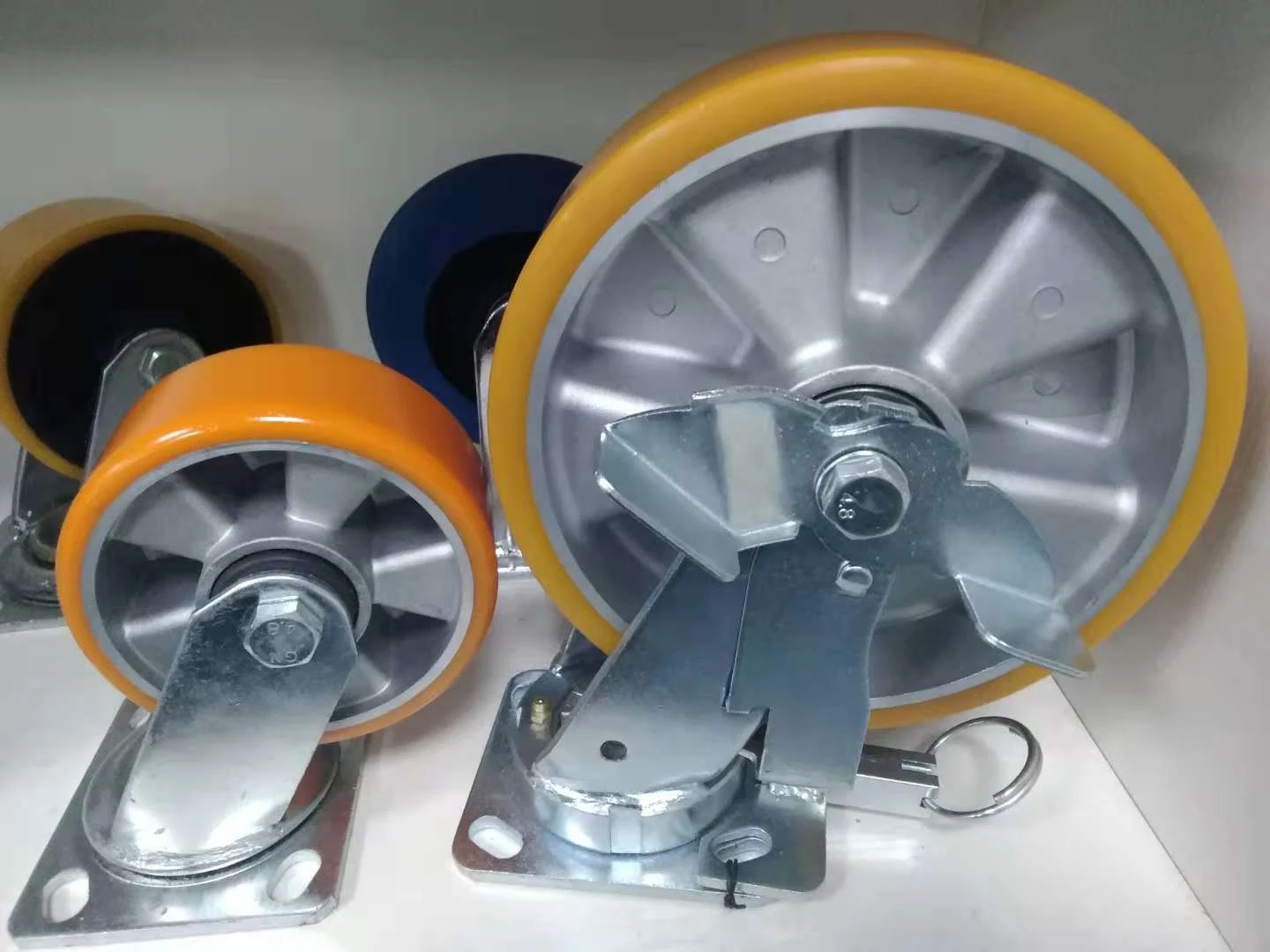 WBD Good quality swivel PU caster wheel / steel industrial castors heavy duty aluminum wheel caster
