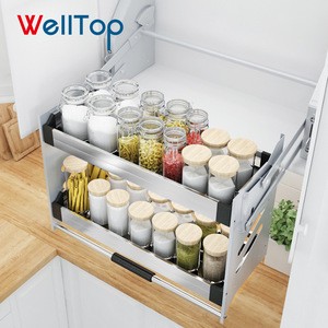 Welltop hardware  Kitchen Accessories Adjustable kitchen cabinet pull down lift elevator basket  VT-09.010