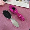 Wet and Dry Brush Pro Detangle Hair Brush + Folding Mirror Mini Pop Up Hairbrush