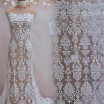 White European wedding embroidery fabric lace mesh wedding dress fabric handmade diy curtain tablecloth