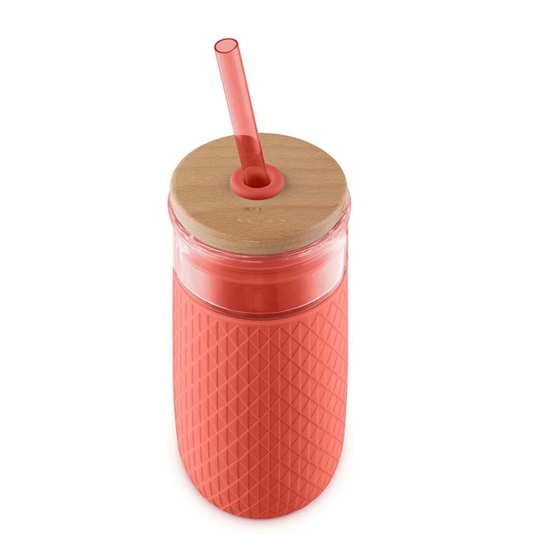 Buy Wholesale 20oz Glass Tumbler With Straw Silicone Sleeve Bamboo Lid from  Hangzhou Yuanji Gift Co., Ltd., China