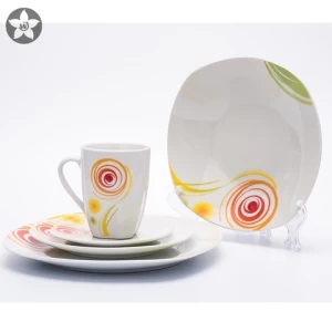Wholesale 30 Piece porcelain white marble dinner set ceramic dinnerware