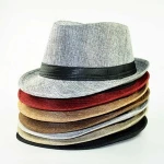 Wholesale 7 Colors Custom Logo Polyester Spring Summer Beach Panama Hat Mens Fedora Hat