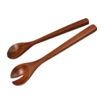 Wholesale acacia spoon and fork set wooden salad servers with long handle