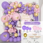 Wholesale Arch Kit Chrome Metallic Confetti Purple Balloons Party Decorations Set