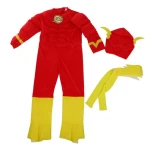 Wholesale Boy Superhero The Flash Cosplay Muscle Outfit Costume Kids Halloween Carnival Party Dress-up Costumes